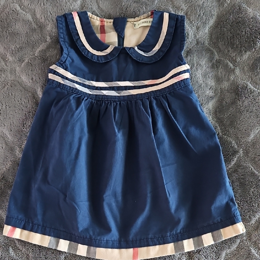 Burberry Blue Sleeveless Sundress with Sailor Collar
